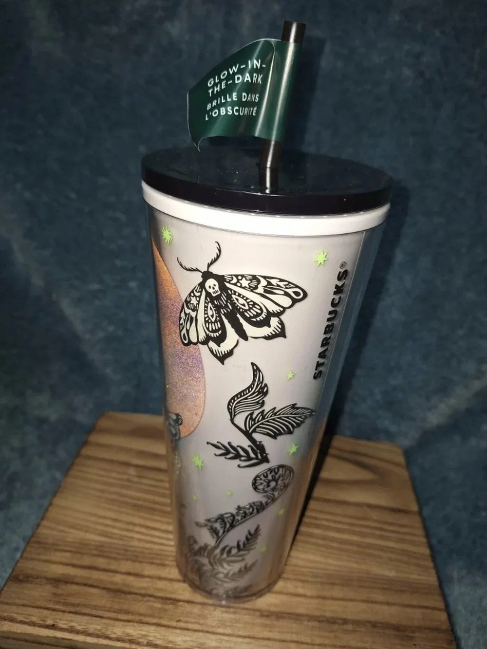NIP! Starbucks 24 oz. 2025 Halloween Moth Moon Glow-in-the-Dark Tumbler